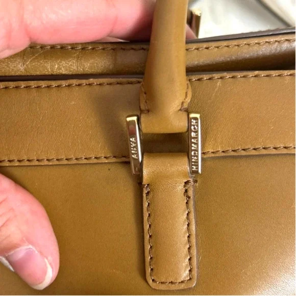 Anya Hindmarch Tan Gold Leather Suede Shoulder Crossbody Designer Bag Purse